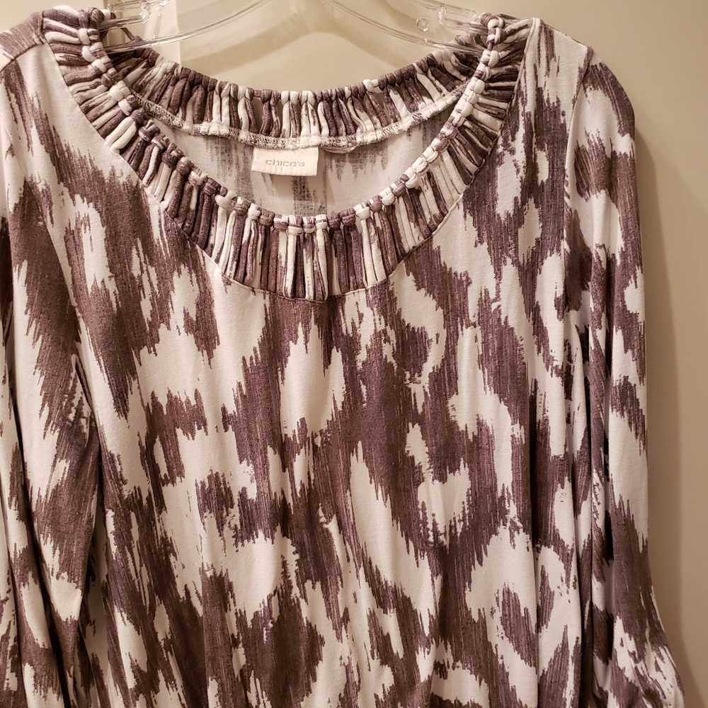 Chico's 3/4 sleeve top with great neckline detail.
